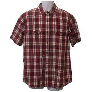 Carhartt Mens Relaxed Fit Plaid Shirt Size L Red White Blue Front Pockets